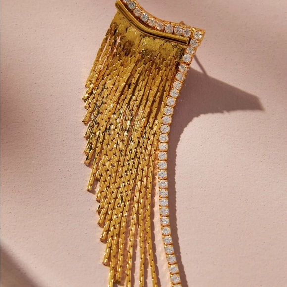 NWT Anthropologie Rhinestone Chain Drop Earrings - Picture 10 of 10